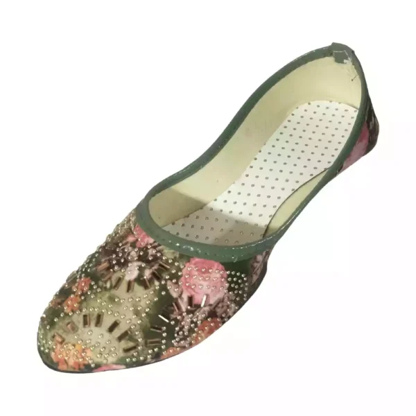Women Jutti traditional ethnic footwear with elegant embroidery design for festive and casual wear.