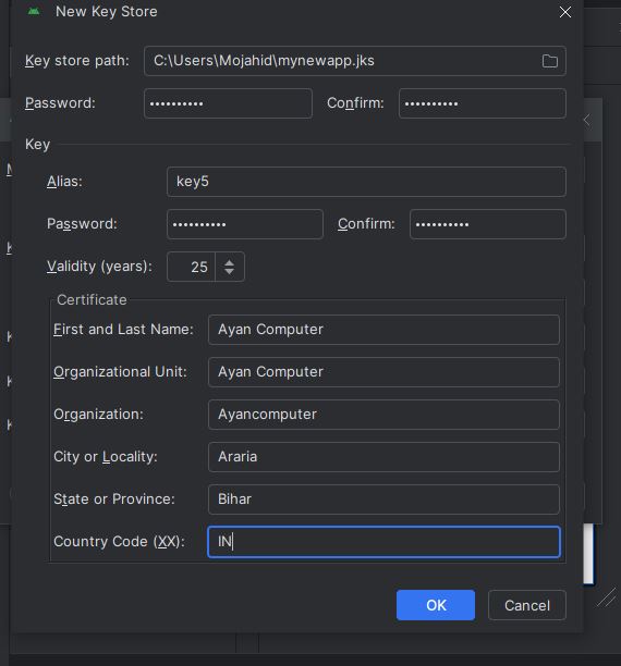 How to create Keystore in android studio in hindi