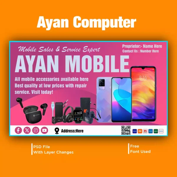 Mobile Repairing & Accessories Shop Banner PSD Design 2026