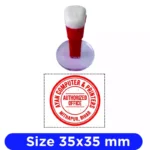 Custom company rubber stamp for office and legal use with clear business logo, address, and official seal design on document paper