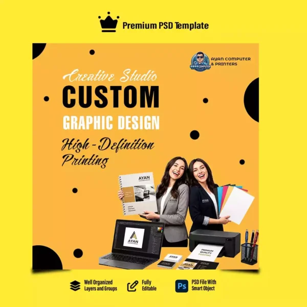 Professional flex banner design services online by Ayan Computer showcasing premium graphic design and custom layout tools."